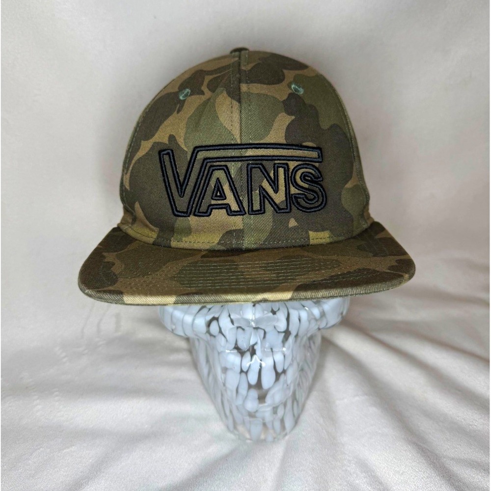 VANS Camouflage Snapback Hat Adjustable Unisex One Size Green Beige Brown